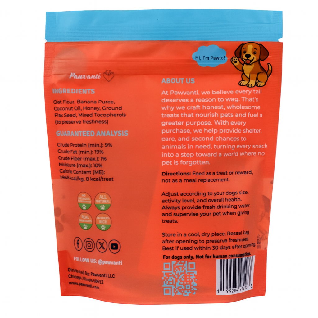 Banana Coconut Crunchy Dog Treats - Pawvanti