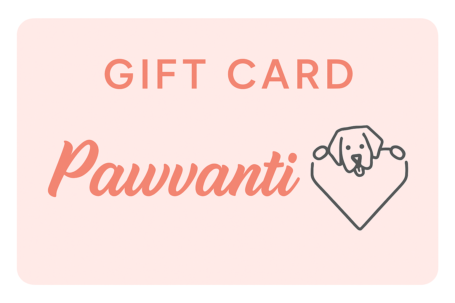 Gift card with 'Pawvanti' branding on a pink background